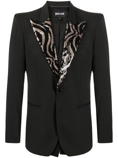 Just Cavalli однобортный пиджак с декорированными лацканами