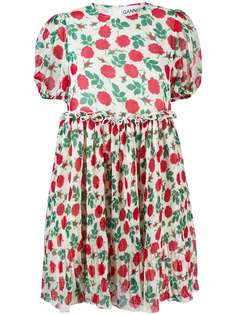 GANNI платье с цветочным принтом и пышными рукавами
