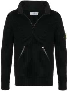 Stone Island джемпер с воротником на молнии и логотипом