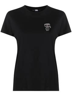 Karl Lagerfeld футболка Ikonik Karl со стразами