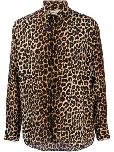 Saint Laurent рубашка с леопардовым принтом