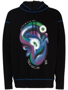 Marcelo Burlon County of Milan MAD FACE CHOPPED OVER HOODIE BLACK BLUE