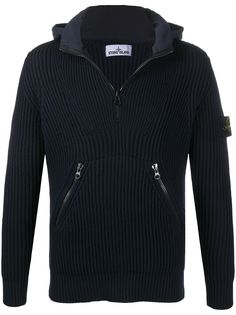Stone Island джемпер в рубчик с воротником-воронкой