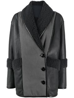 Drome однобортное пальто с контрастными вставками