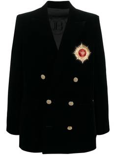 Balmain двубортный пиджак с нашивкой-логотипом