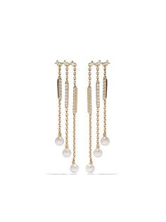 Yoko London серьги Sleek Akoya из желтого золота с жемчугом и бриллиантами
