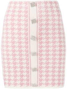 Giuseppe Di Morabito юбка мини в ломаную клетку с кристаллами на пуговицах