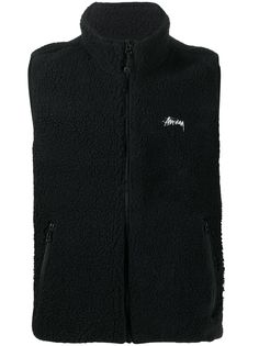 Stussy жилет из шерпы с вышитым логотипом