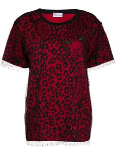RedValentino футболка из тюля с принтом Leo Panther