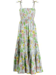 Tory Burch ярусное платье с цветочным принтом