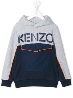 Kenzo Kids худи в стиле колор-блок с накладным карманом