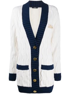 Balmain кардиган фактурной вязки с V-образным вырезом