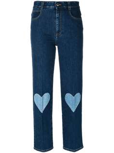 Stella McCartney укороченные джинсы с вышитыми сердцами