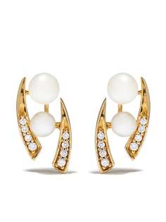 Yoko London серьги-гвоздики Trend из желтого золота с бриллиантами и жемчугом