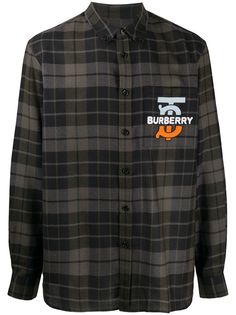 Burberry клетчатая рубашка с вышитым логотипом