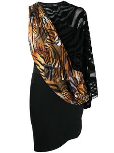Just Cavalli платье на одно плечо с анималистичным узором