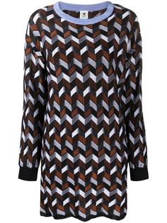 M Missoni платье с длинным рукавами и геометричным узором