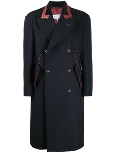 Maison Margiela двубортное пальто с контрастным воротником