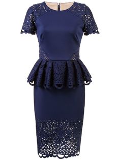 Marchesa Notte кружевное платье с баской