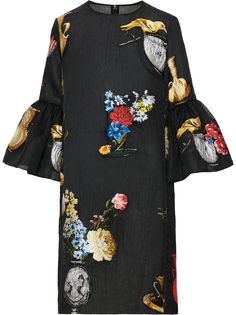 Oscar de la Renta платье мини с цветочным узором