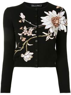 Oscar de la Renta кардиган с вышивкой Iris and Daisy