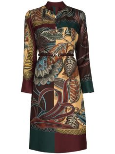 Salvatore Ferragamo платье-рубашка длины миди с принтом