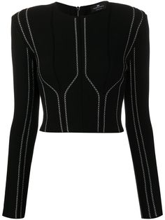 Elisabetta Franchi топ кроя слим с вышивкой крестиком