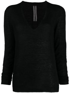 Rick Owens джемпер с V-образным вырезом и окантовкой в рубчик