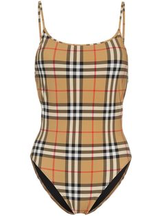 Burberry слитный купальник в клетку Vintage Check