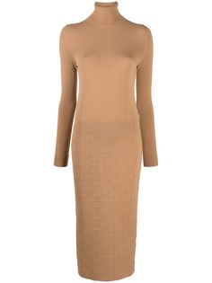 Elisabetta Franchi трикотажное платье миди с высоким воротником
