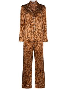 Olivia von Halle пижама Lila с леопардовым принтом