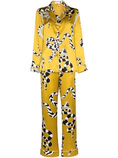 Olivia von Halle Lila Seduction snake-print silk pyjamas