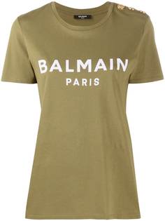 Balmain button detail logo T-shirt