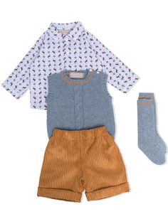 La Stupenderia graphic-print shirt corduroy shorts set