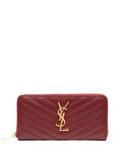 Saint Laurent стеганый кошелек с металлической монограммой