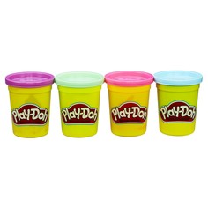 Набор 4 банки Play-Doh фиолетовый, салатовый, розовый,голубой