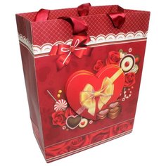 Пакет подарочный ENS Сердце 8.5 x 18 x 2 см красный