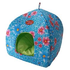 Домик для кошек Родные места Избушка №1 Васильки 42х42х50 см голубой