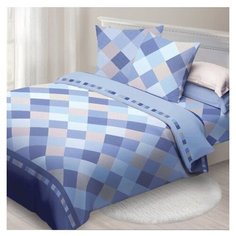 Постельное белье 1.5-спальное Спал Спалыч Твил, бязь, 70 х 70 см синий