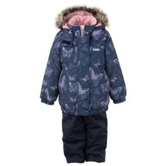 Комплект с полукомбинезоном KERRY размер 92, розовые бабочки на синем