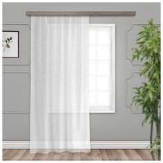 Тюль Witerra вуаль с тиснением листья на ленте 300х260 см белый