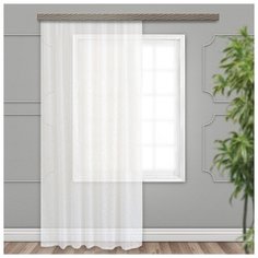 Тюль Witerra с вышивкой Вензель на ленте 275 см белый