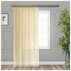 Тюль Witerra вуаль с тиснением листья на ленте 500х260 см шампань