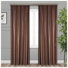 Портьеры Witerra Сатин на ленте 135x260 см 2 шт. шоколад