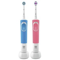 Электрическая зубная щетка Oral-B Vitality D190 DUO, розовый/голубой