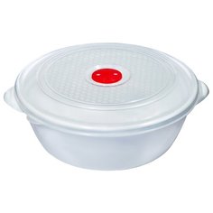 Elfplast Контейнер круглый для СВЧ 3 л белый/бесцветный