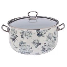 Кастрюля Интерос Белая роза 5,7 л, белый/серый