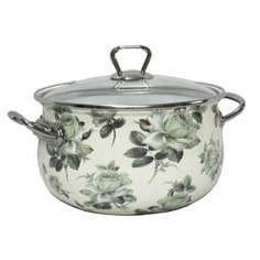 Кастрюля Интерос Белая роза 3,1 л, белый/серый