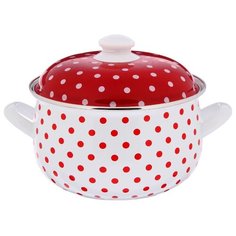 Кастрюля Интерос Горошек 5,1 л, белый/красный