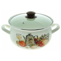 Кастрюля Интерос Аппетит 5,7 л, белый/коричневый